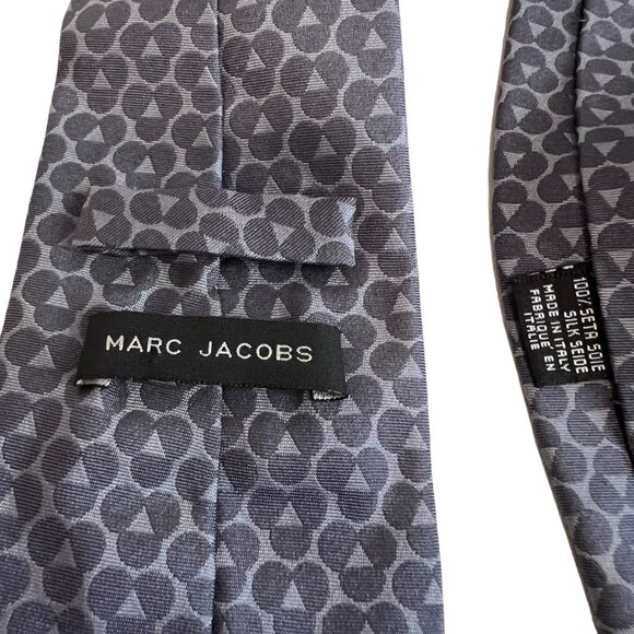 Marc Jacobs tie necktie gray circular design 100% silk - Picture 2 of 4